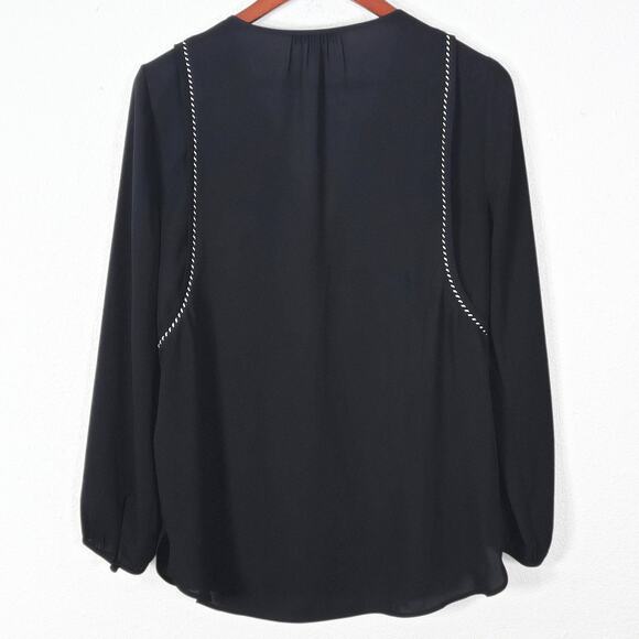 J.Crew Tassel Blouse Black Lightweight Size 4 Travel Packable - Picture 3 of 8